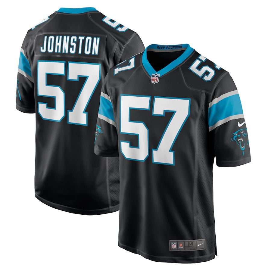 Men Carolina Panthers 57 Clay Johnston Nike Black Game NFL Jersey